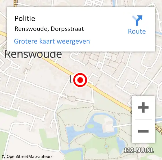 Locatie op kaart van de 112 melding: Politie Renswoude, Dorpsstraat op 13 november 2014 07:15