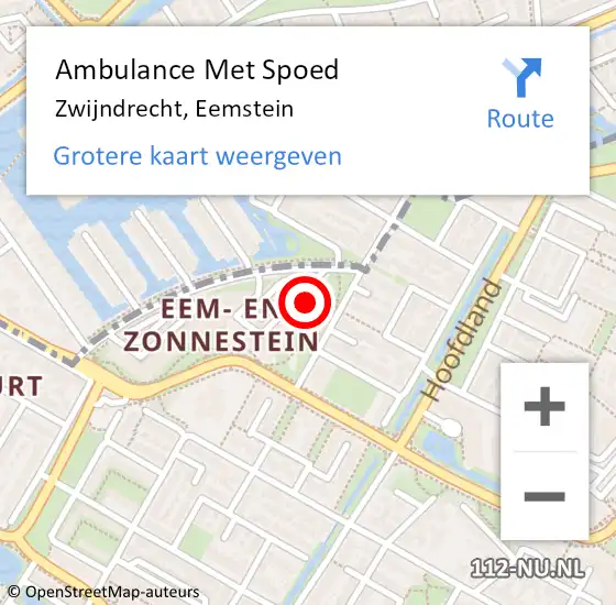Locatie op kaart van de 112 melding: Ambulance Met Spoed Naar Zwijndrecht, Eemstein op 11 april 2025 18:58