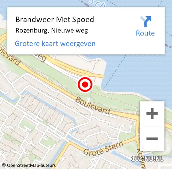 Locatie op kaart van de 112 melding: Brandweer Met Spoed Naar Rozenburg, Nieuwe weg op 11 april 2025 20:05