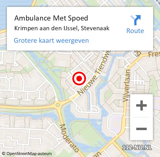 Locatie op kaart van de 112 melding: Ambulance Met Spoed Naar Krimpen aan den IJssel, Stevenaak op 11 april 2025 20:07