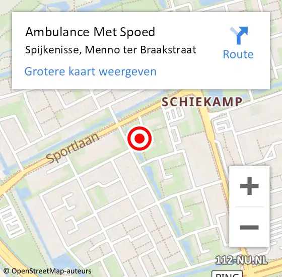 Locatie op kaart van de 112 melding: Ambulance Met Spoed Naar Spijkenisse, Menno ter Braakstraat op 11 april 2025 20:55