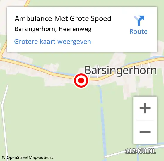 Locatie op kaart van de 112 melding: Ambulance Met Grote Spoed Naar Barsingerhorn, Heerenweg op 13 november 2014 07:51