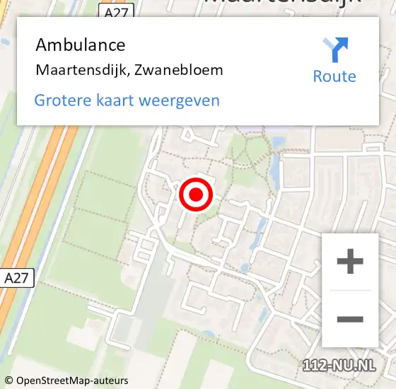 Locatie op kaart van de 112 melding: Ambulance Maartensdijk, Zwanebloem op 20 oktober 2013 23:26