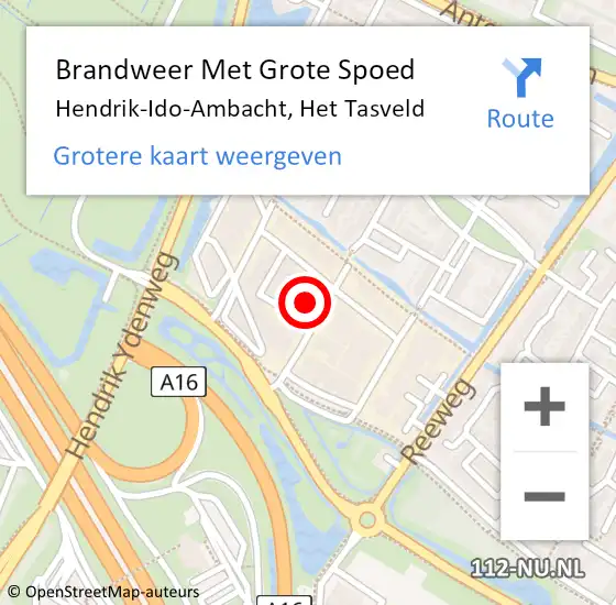 Locatie op kaart van de 112 melding: Brandweer Met Grote Spoed Naar Hendrik-Ido-Ambacht, Het Tasveld op 11 april 2025 22:30
