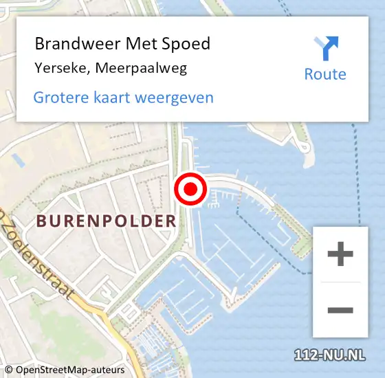 Locatie op kaart van de 112 melding: Brandweer Met Spoed Naar Yerseke, Meerpaalweg op 13 november 2014 08:01