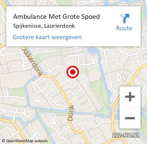 Locatie op kaart van de 112 melding: Ambulance Met Grote Spoed Naar Spijkenisse, Laurierdonk op 11 april 2025 22:36