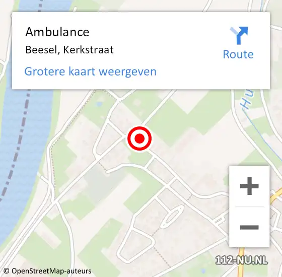 Locatie op kaart van de 112 melding: Ambulance Beesel, Kerkstraat op 13 november 2014 08:03