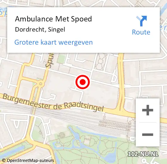 Locatie op kaart van de 112 melding: Ambulance Met Spoed Naar Dordrecht, Singel op 11 april 2025 23:17