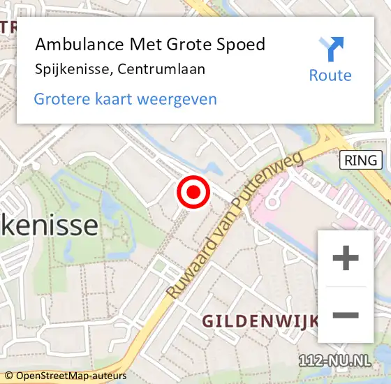 Locatie op kaart van de 112 melding: Ambulance Met Grote Spoed Naar Spijkenisse, Centrumlaan op 12 april 2025 02:56
