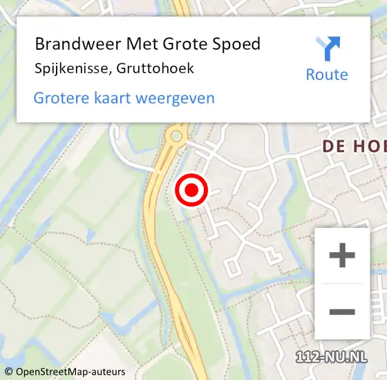 Locatie op kaart van de 112 melding: Brandweer Met Grote Spoed Naar Spijkenisse, Gruttohoek op 12 april 2025 03:40