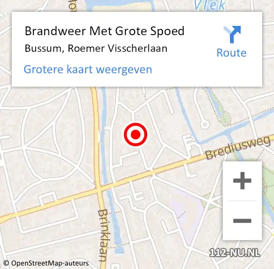 Locatie op kaart van de 112 melding: Brandweer Met Grote Spoed Naar Bussum, Roemer Visscherlaan op 13 november 2014 08:24