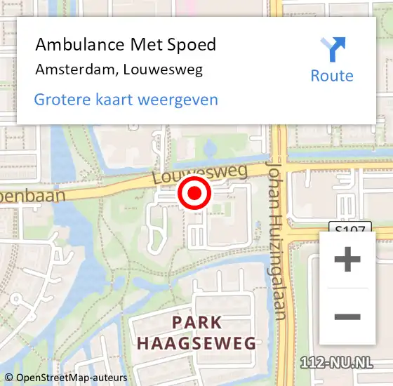 Locatie op kaart van de 112 melding: Ambulance Met Spoed Naar Amsterdam, Louwesweg op 12 april 2025 06:07