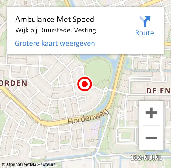 Locatie op kaart van de 112 melding: Ambulance Met Spoed Naar Wijk bij Duurstede, Vesting op 13 november 2014 08:28