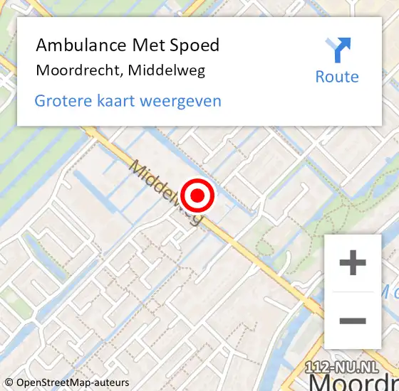 Locatie op kaart van de 112 melding: Ambulance Met Spoed Naar Moordrecht, Middelweg op 12 april 2025 07:35