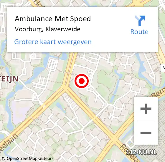 Locatie op kaart van de 112 melding: Ambulance Met Spoed Naar Voorburg, Klaverweide op 12 april 2025 08:11