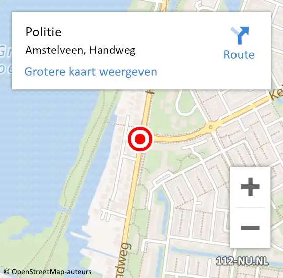 Locatie op kaart van de 112 melding: Politie Amstelveen, Handweg op 13 november 2014 08:38