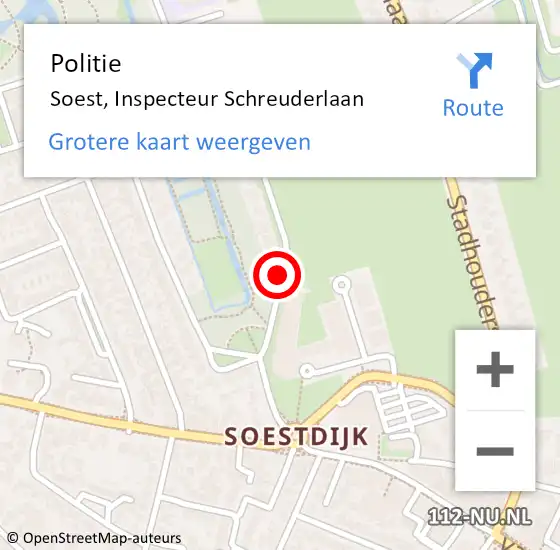 Locatie op kaart van de 112 melding: Politie Soest, Inspecteur Schreuderlaan op 13 november 2014 08:43