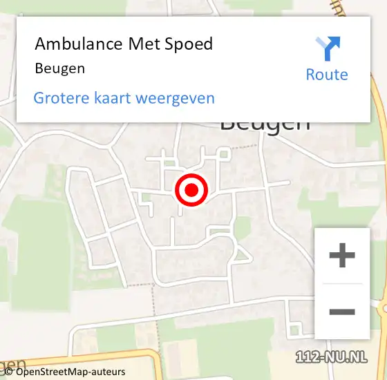 Locatie op kaart van de 112 melding: Ambulance Met Spoed Naar Beugen op 12 april 2025 10:21