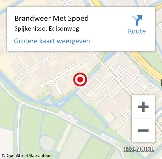 Locatie op kaart van de 112 melding: Brandweer Met Spoed Naar Spijkenisse, Edisonweg op 12 april 2025 10:53