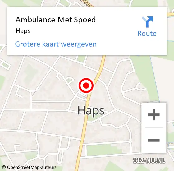 Locatie op kaart van de 112 melding: Ambulance Met Spoed Naar Haps op 12 april 2025 11:29