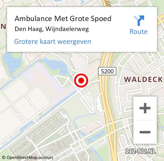 Locatie op kaart van de 112 melding: Ambulance Met Grote Spoed Naar Den Haag, Wijndaelerweg op 12 april 2025 11:44