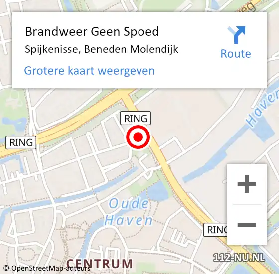 Locatie op kaart van de 112 melding: Brandweer Geen Spoed Naar Spijkenisse, Beneden Molendijk op 12 april 2025 11:47