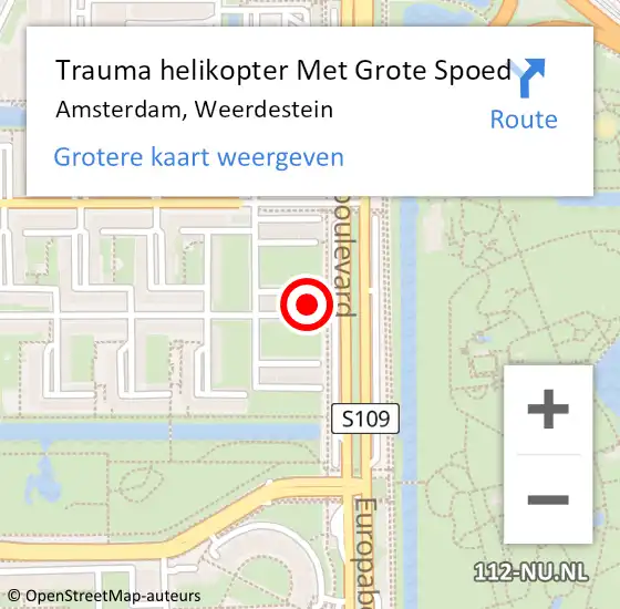Locatie op kaart van de 112 melding: Trauma helikopter Met Grote Spoed Naar Amsterdam, Weerdestein op 12 april 2025 11:59