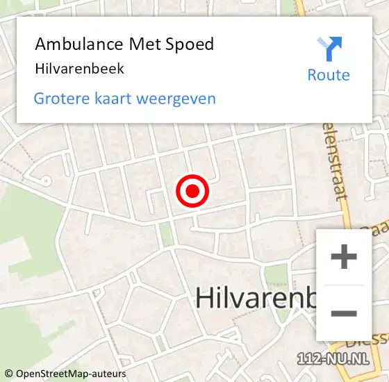 Locatie op kaart van de 112 melding: Ambulance Met Spoed Naar Hilvarenbeek op 12 april 2025 12:22