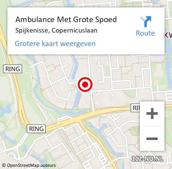 Locatie op kaart van de 112 melding: Ambulance Met Grote Spoed Naar Spijkenisse, Copernicuslaan op 12 april 2025 12:27
