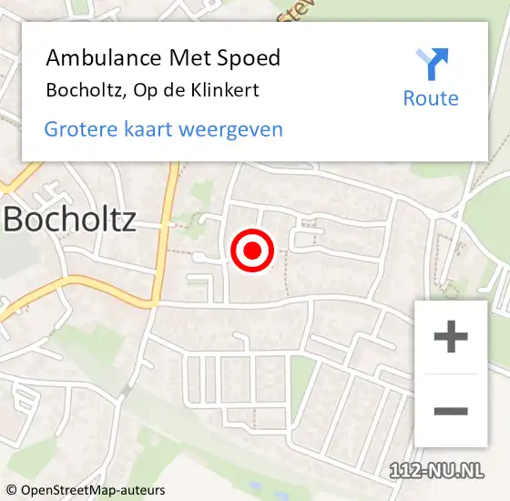 Locatie op kaart van de 112 melding: Ambulance Met Spoed Naar Bocholtz, Op de Klinkert op 13 november 2014 08:49