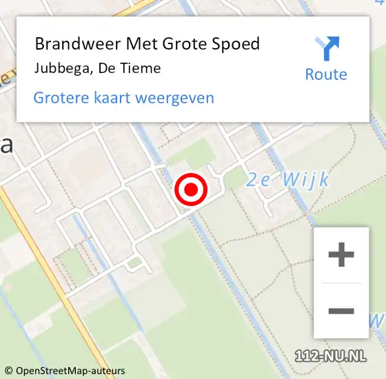 Locatie op kaart van de 112 melding: Brandweer Met Grote Spoed Naar Jubbega, De Tieme op 13 november 2014 08:50