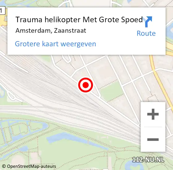 Locatie op kaart van de 112 melding: Trauma helikopter Met Grote Spoed Naar Amsterdam, Zaanstraat op 12 april 2025 13:48