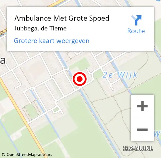 Locatie op kaart van de 112 melding: Ambulance Met Grote Spoed Naar Jubbega, de Tieme op 13 november 2014 08:54