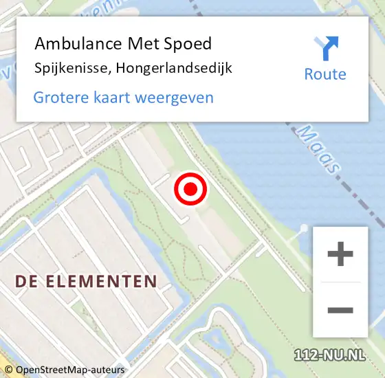 Locatie op kaart van de 112 melding: Ambulance Met Spoed Naar Spijkenisse, Hongerlandsedijk op 12 april 2025 15:51
