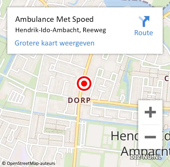 Locatie op kaart van de 112 melding: Ambulance Met Spoed Naar Hendrik-Ido-Ambacht, Reeweg op 12 april 2025 16:20