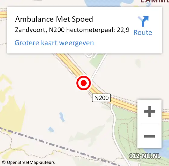 Locatie op kaart van de 112 melding: Ambulance Met Spoed Naar Zandvoort, N200 hectometerpaal: 22,9 op 12 april 2025 16:35