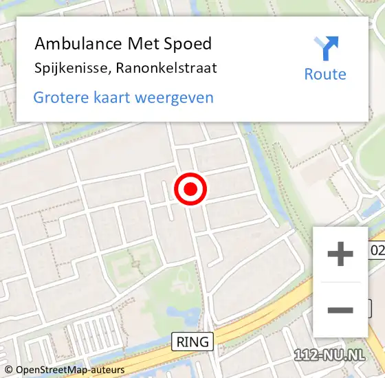 Locatie op kaart van de 112 melding: Ambulance Met Spoed Naar Spijkenisse, Ranonkelstraat op 12 april 2025 16:52
