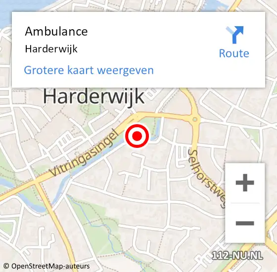 Locatie op kaart van de 112 melding: Ambulance Harderwijk op 12 april 2025 16:59