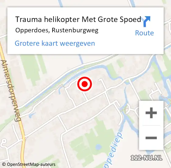 Locatie op kaart van de 112 melding: Trauma helikopter Met Grote Spoed Naar Opperdoes, Rustenburgweg op 12 april 2025 17:54