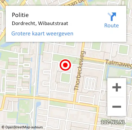 Locatie op kaart van de 112 melding: Politie Dordrecht, Wibautstraat op 12 april 2025 18:51