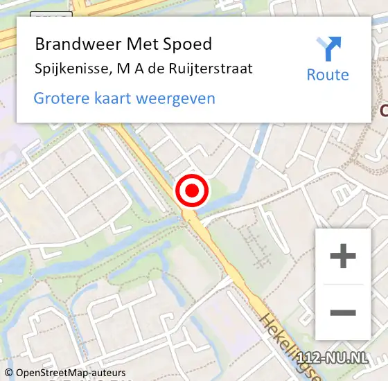 Locatie op kaart van de 112 melding: Brandweer Met Spoed Naar Spijkenisse, M A de Ruijterstraat op 12 april 2025 19:30