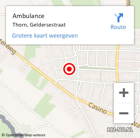 Locatie op kaart van de 112 melding: Ambulance Thorn, Geldersestraat op 13 november 2014 09:23