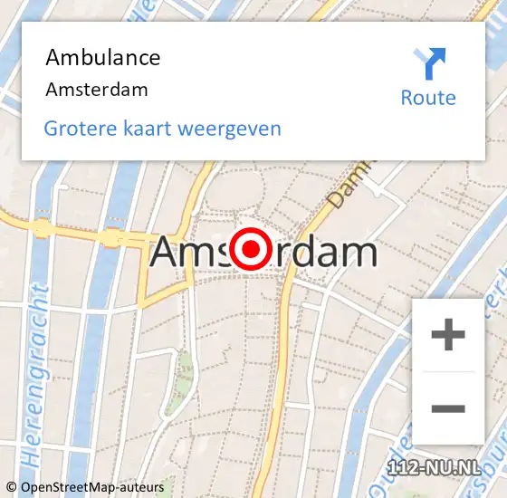 Locatie op kaart van de 112 melding: Ambulance Amsterdam op 12 april 2025 19:41