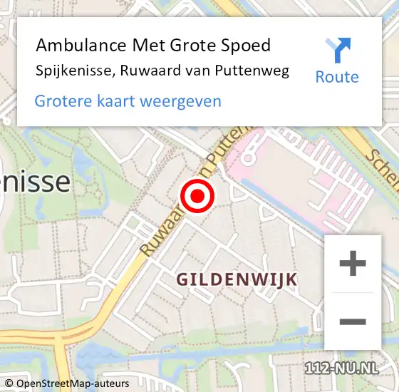 Locatie op kaart van de 112 melding: Ambulance Met Grote Spoed Naar Spijkenisse, Ruwaard van Puttenweg op 12 april 2025 19:59