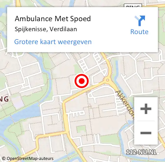 Locatie op kaart van de 112 melding: Ambulance Met Spoed Naar Spijkenisse, Verdilaan op 12 april 2025 20:04