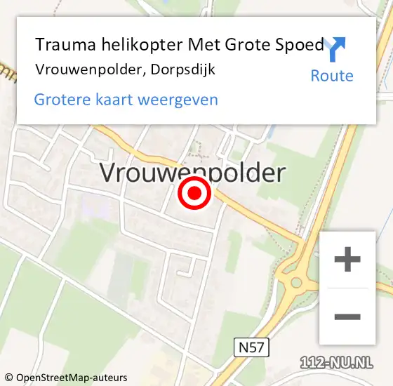Locatie op kaart van de 112 melding: Trauma helikopter Met Grote Spoed Naar Vrouwenpolder, Dorpsdijk op 12 april 2025 20:16