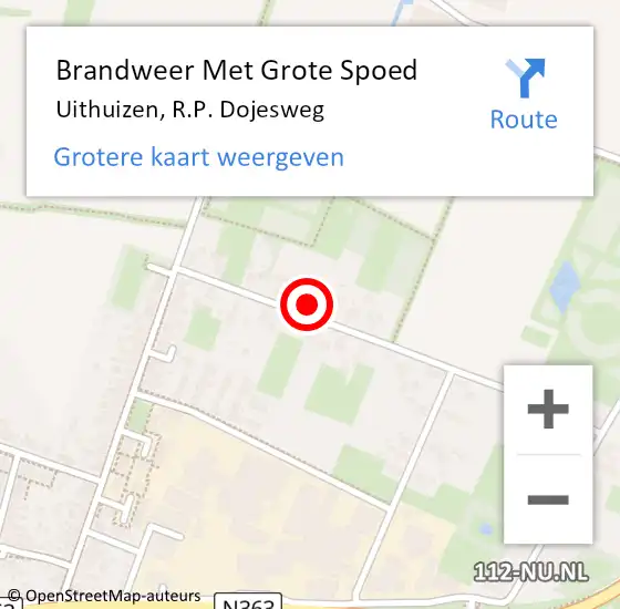 Locatie op kaart van de 112 melding: Brandweer Met Grote Spoed Naar Uithuizen, R.P. Dojesweg op 12 april 2025 20:17