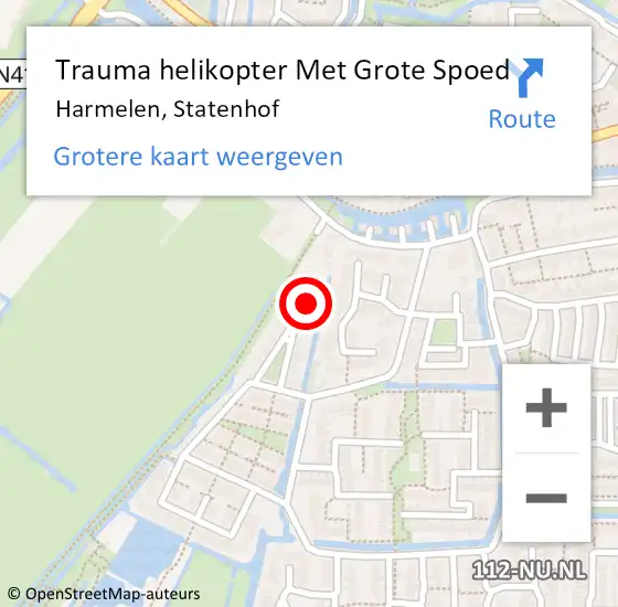 Locatie op kaart van de 112 melding: Trauma helikopter Met Grote Spoed Naar Harmelen, Statenhof op 12 april 2025 21:06