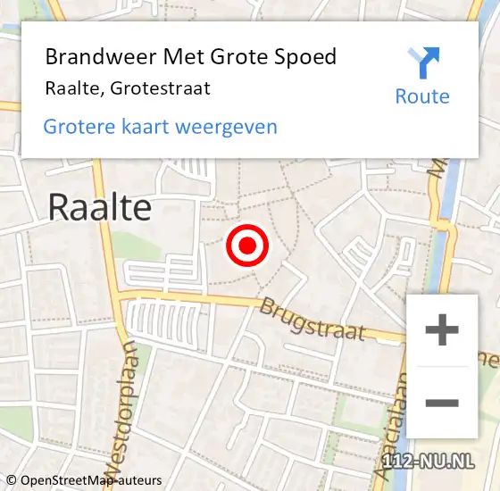 Locatie op kaart van de 112 melding: Brandweer Met Grote Spoed Naar Raalte, Grotestraat op 13 november 2014 09:36