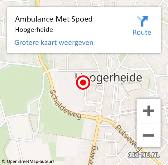 Locatie op kaart van de 112 melding: Ambulance Met Spoed Naar Hoogerheide op 12 april 2025 22:29